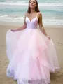 A-line Princess V-Neck Sleeveless Beautiful Floor-Length Tulle Prom Dress