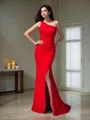 Trumpet/Mermaid One-Shoulder Sleeveless Sweep Train Exquisite Lace Prom Dress