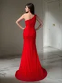 Trumpet/Mermaid One-Shoulder Sleeveless Sweep Train Exquisite Lace Prom Dress