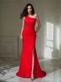 Trumpet/Mermaid One-Shoulder Sleeveless Sweep Train Exquisite Lace Prom Dress