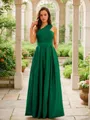 A-line One-Shoulder Chic Sleeveless Floor-Length Satin Prom Dresses