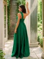 A-line One-Shoulder Chic Sleeveless Floor-Length Satin Prom Dresses