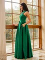 A-line One-Shoulder Chic Sleeveless Floor-Length Satin Prom Dresses