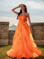 A-line Sweetheart Sleeveless Floor-Length Stunning Tulle Prom Dresses
