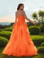 A-line Sweetheart Sleeveless Floor-Length Stunning Tulle Prom Dresses