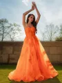 A-line Sweetheart Sleeveless Floor-Length Stunning Tulle Prom Dresses