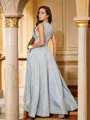 A-line Scoop Charming Sleeveless Floor-Length Prom Dresses