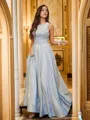 A-line Scoop Charming Sleeveless Floor-Length Prom Dresses