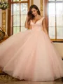 Ball Gown V-Neck Sleeveless Pretty Floor-Length Tulle Prom Dresses