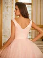 Ball Gown V-Neck Sleeveless Pretty Floor-Length Tulle Prom Dresses
