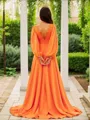 A-line V-Neck Beautiful Long Sleeves Sweep Train 30D Chiffon Prom Dresses