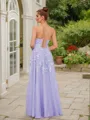 A-line V-Neck Refined Sleeveless Floor-Length Tulle Prom Dresses