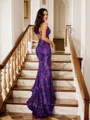 Sheath/Column V-Neck Dazzling Sleeveless Court Train Sequins Prom Dresses