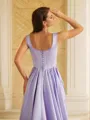 A-line Straps Balanced Sleeveless Sweep Train Satin Prom Dresses