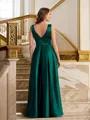 A-line V-Neck Dazzling Sleeveless Floor-Length Silk like Satin Prom Dresses