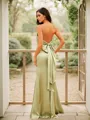 Sheath/Column Spaghetti Straps Streamlined Sleeveless Floor-Length Open Back Silk like Satin Prom Dresses