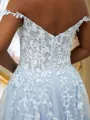 A-line Classy Off-the-Shoulder Sleeveless Floor-Length Tulle Prom Dresses
