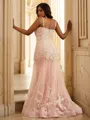 Fashion Sheath/Column Straps Sleeveless Sweep Train Tulle Prom Dresses
