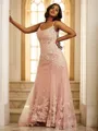Fashion Sheath/Column Straps Sleeveless Sweep Train Tulle Prom Dresses