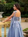 A-line Straps Flowing Sleeveless Floor-Length Tulle Prom Dresses