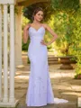 Sheath/Column V-Neck Unadorned Sleeveless Floor-Length Tulle Prom Dresses
