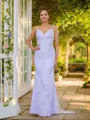 Sheath/Column V-Neck Unadorned Sleeveless Floor-Length Tulle Prom Dresses