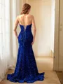 Sheath/Column Sweetheart sparking Sleeveless Sweep Train Velvet Sequins Prom Dresses