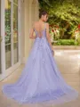 A-line Straps Perfect Sleeveless Court Train Tulle Prom Dresses
