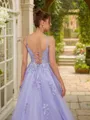 A-line Straps Perfect Sleeveless Court Train Tulle Prom Dresses