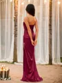 Sheath/Column Spaghetti Straps Modern Sleeveless Sweep Train Silk like Satin Prom Dresses