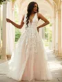 A-line Timeless V-Neck Sleeveless Floor-Length Tulle Prom Dresses