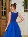 A-line V-Neck Charming Sleeveless Floor-Length Organza Prom Dresses