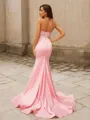 Sheath/Column Halter Sleeveless Sweep Train Slinky Charmeuse Prom Dresses