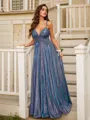 A-line Pretty V-Neck Sleeveless Floor-Length Prom Dresses