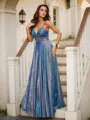 A-line Pretty V-Neck Sleeveless Floor-Length Prom Dresses