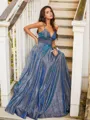 A-line Pretty V-Neck Sleeveless Floor-Length Prom Dresses