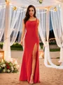 Sheath/Column Straps Fitted Sleeveless Floor-Length Jersey Prom Dresses