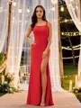 Sheath/Column Straps Fitted Sleeveless Floor-Length Jersey Prom Dresses