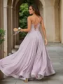 A-line V-Neck Sleeveless Floor-Length Refined Prom Dresses