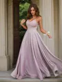 A-line V-Neck Sleeveless Floor-Length Refined Prom Dresses