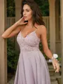 A-line V-Neck Sleeveless Floor-Length Refined Prom Dresses