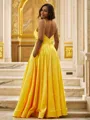 Classic A-line V-Neck Sleeveless Floor-Length Silk like Satin Prom Dresses