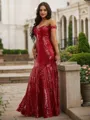 Trumpet/Mermaid Twinkling Off-the-Shoulder Sleeveless Floor-Length Sequins Prom Dresses