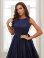A-line Scoop Sleeveless Sweep Train Dazzling Prom Dresses