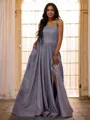 A-line Spaghetti Straps Sleeveless Sweep Train Exquisite Prom Dresses