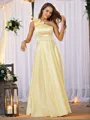 A-line One-Shoulder Glam Sleeveless Floor-Length Satin Prom Dresses