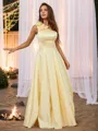 A-line One-Shoulder Glam Sleeveless Floor-Length Satin Prom Dresses
