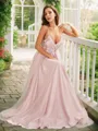 A-line V-Neck Sleeveless Sweep Train Dreamy Prom Dresses