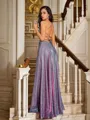 A-line Halter Chic Sleeveless Sweep Train Prom Dresses