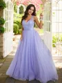 A-line Sweetheart Sleeveless Chic Sweep Train Tulle Prom Dresses